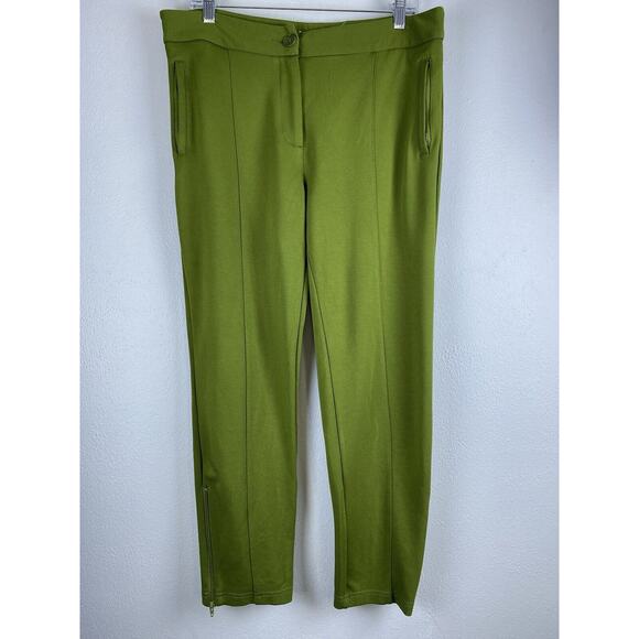 Betabrand Sz L Petite Green Zip Ankle Front Seam Pckts Straight Leg Career Pant - Picture 1 of 12